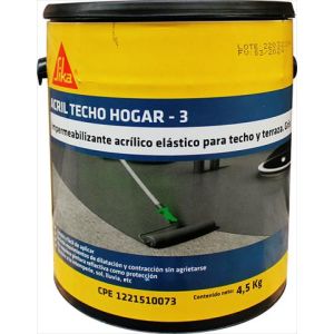 ACRIL TECHO HOGAR 3 GRIS GALON 5KG. SIKA
